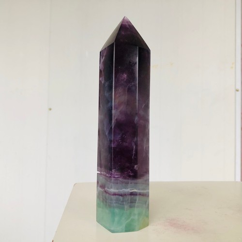 927g Natural Colorfully Fluorite Quartz Crystal Obelisk Wand Point Healing B118 - Picture 9 of 13