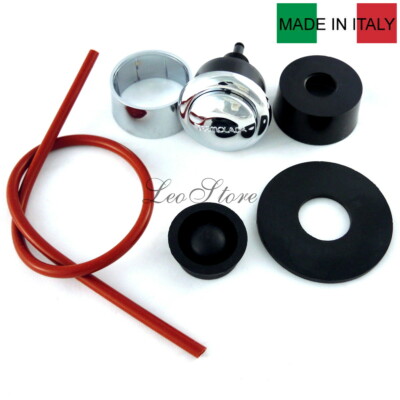 Pulsante Di Ricambio Per Sciacquone WC A Scomparsa Con Cavo - Colore Nero, Finitura Cromata, Materiale ABS - 5