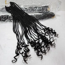 Women's Twist Braids Extension for Hair, Black, 3-Pack