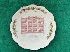 8 1/4" Iowa 1908 Calendar Plate, "The Novelty Store" Free S/H