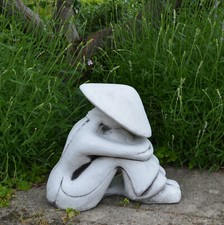 Statua in pietra contadino cinese 29 cm 13 kg grigio cemento bianco antigelo