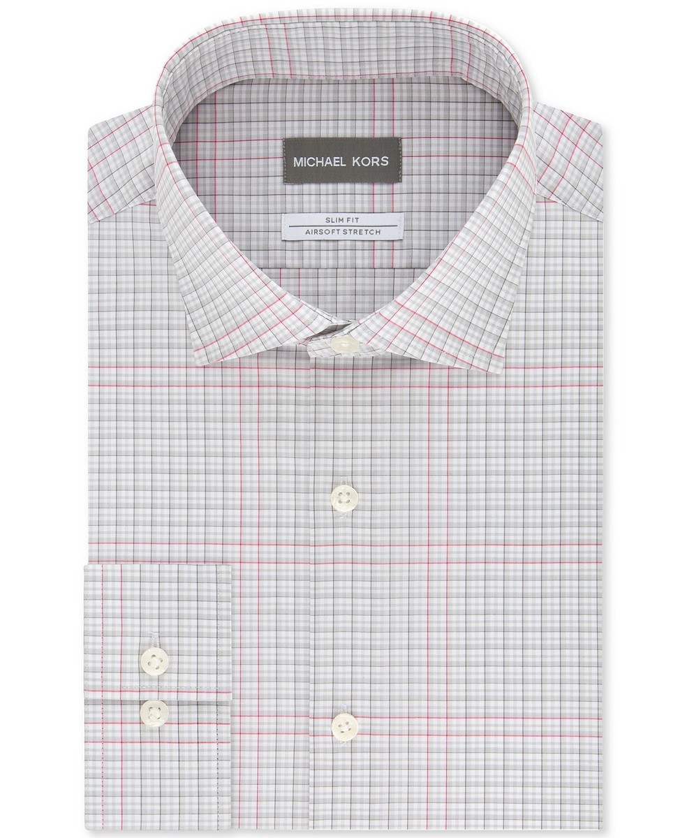 men's slim fit airsoft performance non-iron dress shirt Michael Kors Regular Fit Airsoft Non-Iron Performance French Cuff Dress Shirt