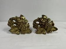 Pair (2) Vintage Metal Curtain Holders Tie Backs HOLLYWOOD REGENCY Grapevine