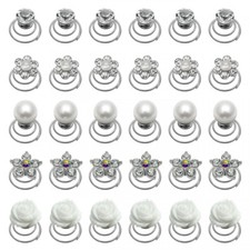 6 Stück Curlies Brautschmuck Perle Strass Blüte Haarspiralen Haarschmuck