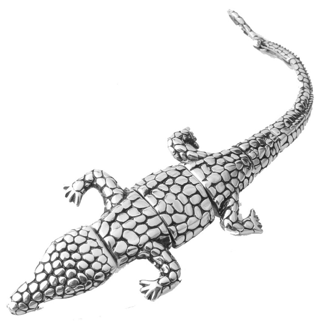 Punk Men Gift 316L Stainless Steel Silver Gold Black Crocodile
