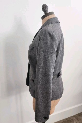Vintage Banana Republic Women Tweed Blazer Grey 4 Wool Preppy Jacket Top Y2k - Bild 13 von 17