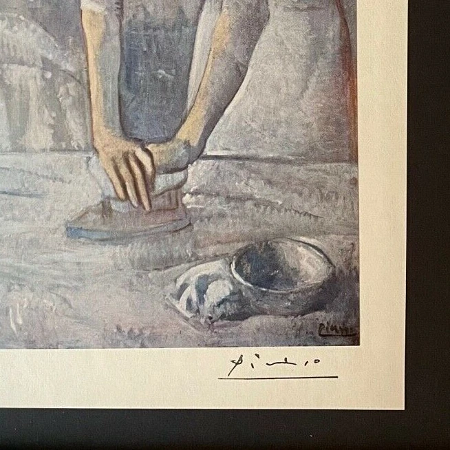 PABLO PICASSO+ ORIGINAL 1954 + FIRMADO + PLACA DE COLOR CON PUNTA A MANO MUJER PLANCHADO Foto 2 de 3
