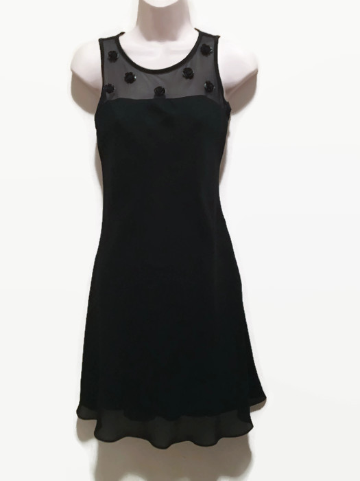 betsy and adam black cocktail dress Lukea Long Sleeve Satin Mini Dress Black main image 1