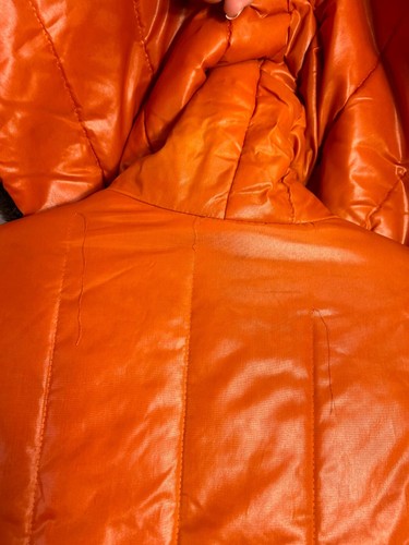 VTG 1970's Faux Fur Lined Orange Bubble Jacket Unisex - Picture 9 of 13