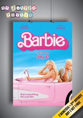 Affiche BARBIE 2023 Poster Cinéma Margot Robbie Ryan Gosling A3/A4