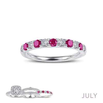 BRAND NEW Lafonn 925 Platinum Plated July Pink Ruby Birthstone Ring BR004RBP05