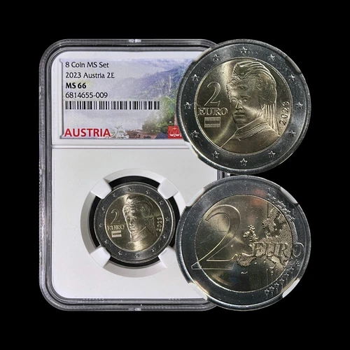 AUSTRIA. 2023, 2 Euro - NGC MS66 - Bertha von Suttner, Nobel Laureate 09