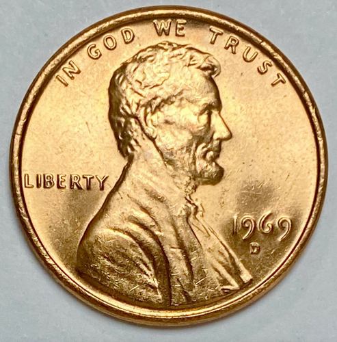 1969 D ERROR LNCOLN NO LG TETTO GALLEGGIANTE DA COLLEZIONE CENTESIMO NON IN CIRCOLAZIONE PENNY - Foto 1 di 2