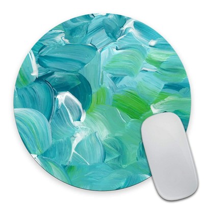 Turquoise blue oil paint texture Mouse Pad Office Round Mouse Pad Circular Ga...
