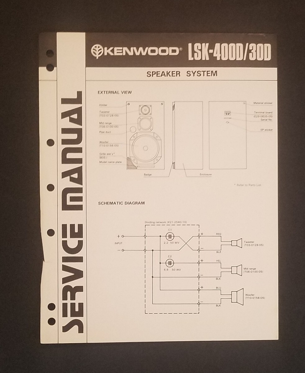 Kenwood LSK-4000/30D Speaker System. service Manual 1982 Japan | eBay