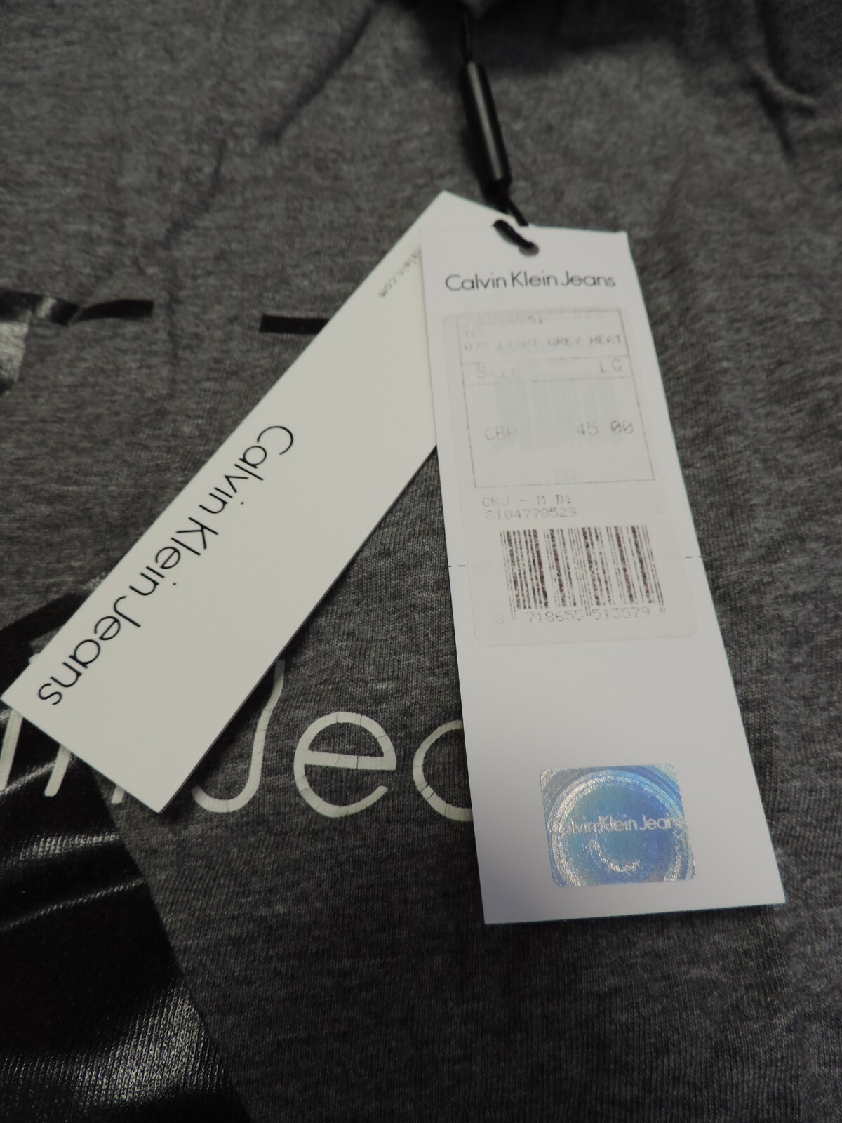 Calvin Klein Jeans Monogram Logo T-Shirt Grey UK L RRP £45 LN044 EE 05 image 5
