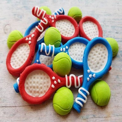 8 Edible Sugar Rackets 8 Tennis Balls Cake Cupcake Toppers
