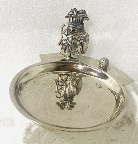 GOLF Trinket Dish Tray Caddy Silver Tone Coin Pocket Change Fathers Day 5”