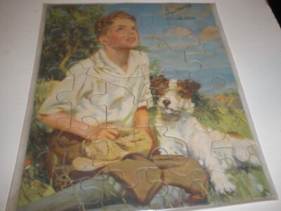 Vintage Advertising Puzzle Topsthem All Sundial Shoes COMPLETE Boy Dog