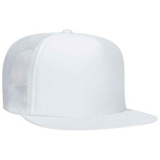 NEW WHITE OTTO HAT 5 PANEL MESH TRUCKER SNAPBACK CROWN FLAT SKATE 1321037