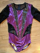 JAZZ Dance COMPETITION Costume SMALL ADULT 2 BLACK PURPLE Sequins TEEN GIRL 14