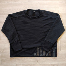 Nike Sweatshirt Womens Medium Ribbed Pullover Jumper Black Just Do It Dri Fir