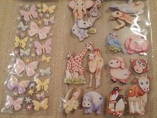 NEW 56 Count Butterflies  Animals 3D Dimensional Stickers 2 Packs 