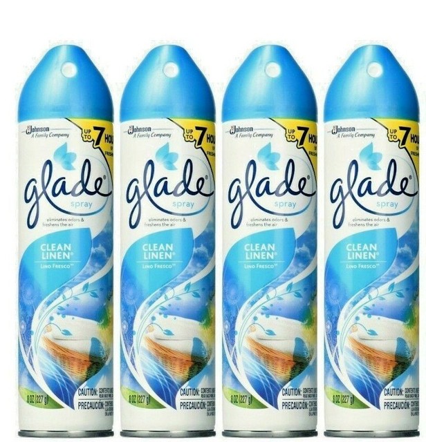 5 Glade Aerosol Spray Air Freshener Fresh Clean Linen 8 Ounces Cans