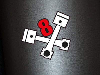 1 x Aufkleber V8 Inside Kolben Sticker Tuning Turbo Autoaufkleber Shocker Fun