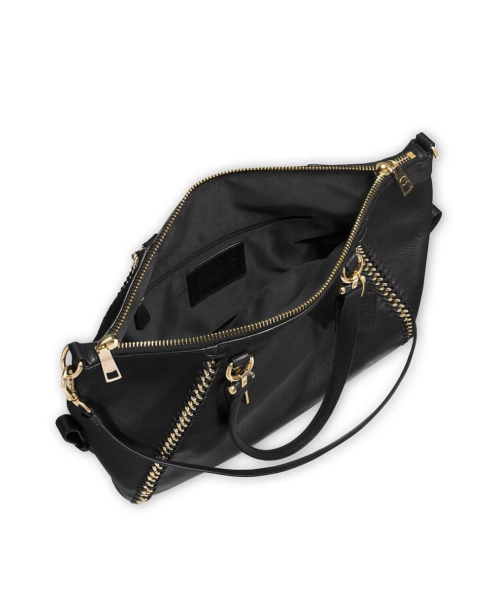NWT Coach Prairie Whiplash Satchel Crossbody Handbag Black Pebbled