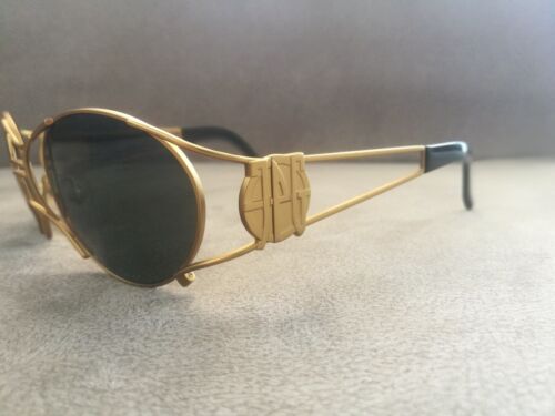Jean Paul Gaultier JPG OVAL Vintage Sunglasses 58-6101 Gold \ Green Lenses - Picture 3 of 6