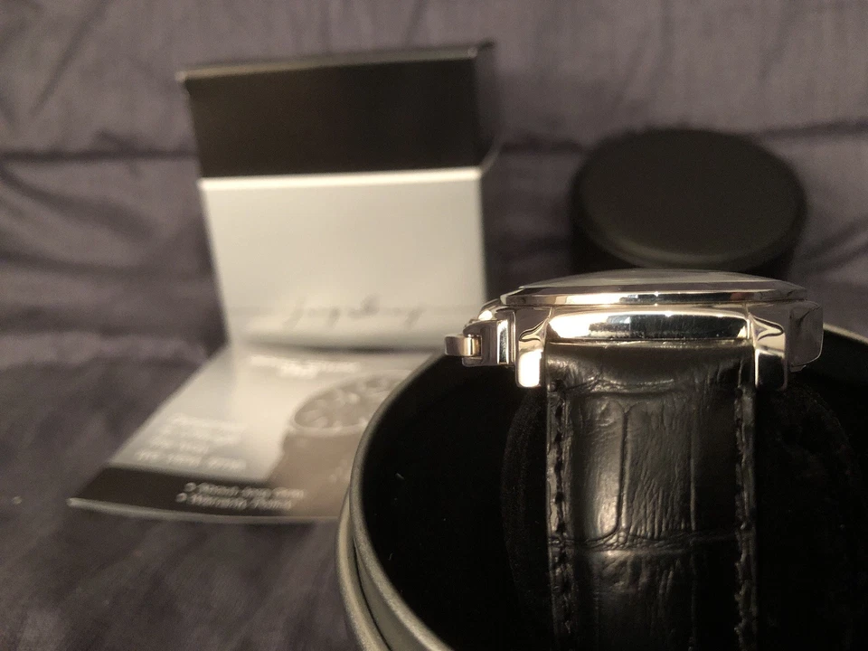 NUEVO Reloj para hombre Jorg gris JG1850-21 esfera gris con correa de cocodrilo de cuero genuino Foto 4 de 4