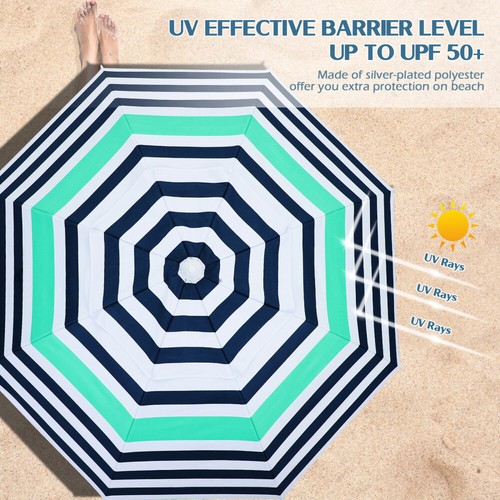 COOL 6.5ft Beach Umbrella Sunshade Umbrella Crank Adjustable Umbrella Canopy - Picture 4 of 12
