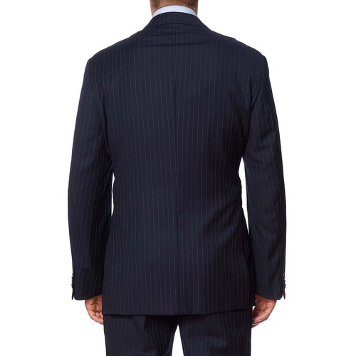 VANNUCCI Milano Navy Blue Pinstripe Super 120's Wool Suit EU 54 NEW US 44 - Picture 5 of 12