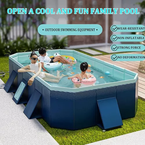 Foldable Large Rectangular Above Ground Outdoor Backyard Swimming Pool Adult Kid - Picture 2 of 11