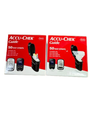 **100 Accu Chek Guide Diabetic Blood Glucose Test Strips 11/26-12/26 w. lancet