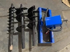 AGT Skid Steer Auger Drive Post Hole Digger Frame Attachment w/6in/12in/14in Bit