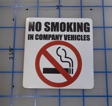 No smoking in company vehicles vinyl decal 3"x3 1/8"
