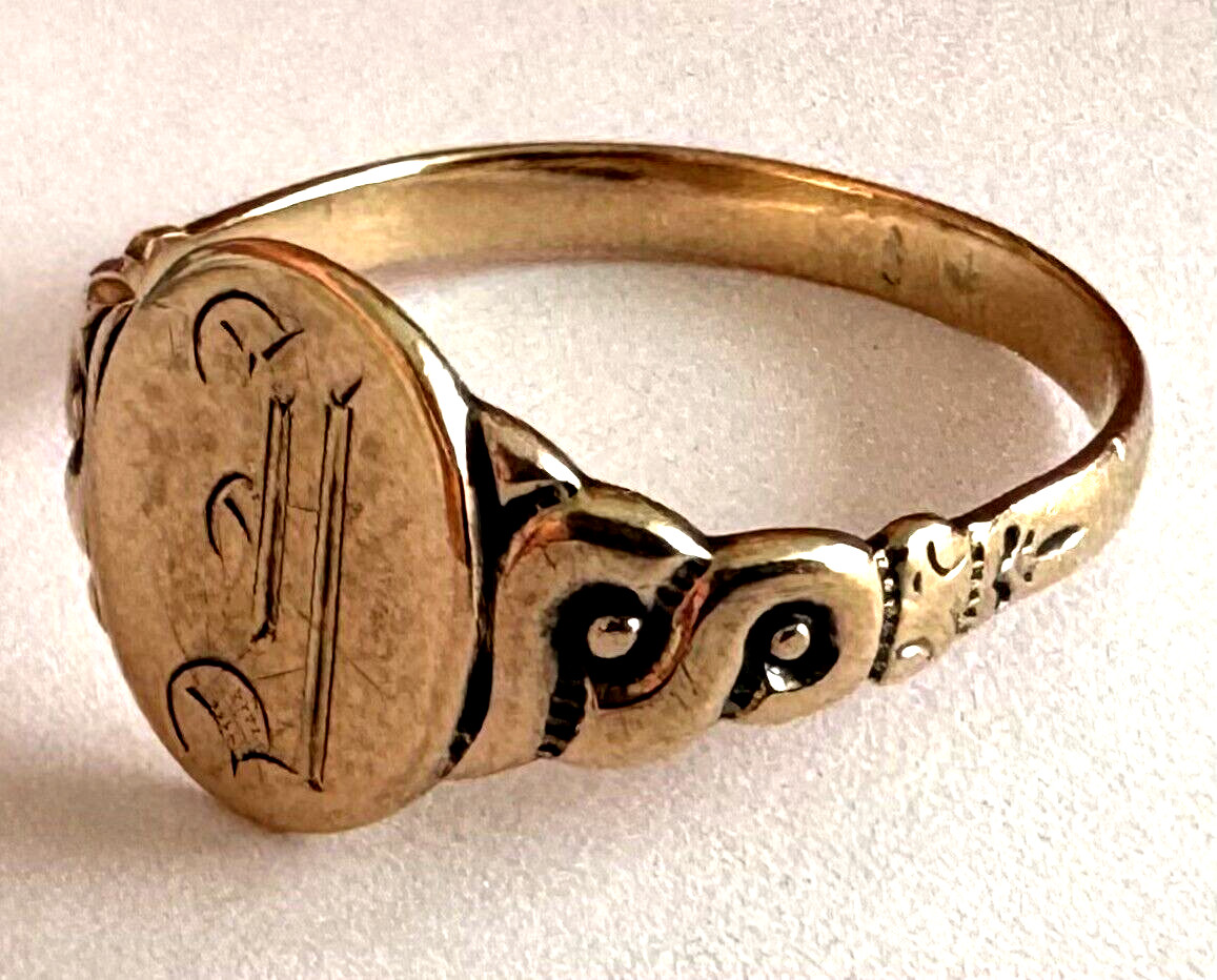 Antique 8K Solid Gold Initial Letter Monogram Lad… - image 4