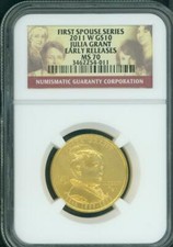 2011-W $10 GOLD 1/2 Oz FIRST SPOUSE JULIA GRANT NGC MS70 MS-70 EARLY RELEASES ER