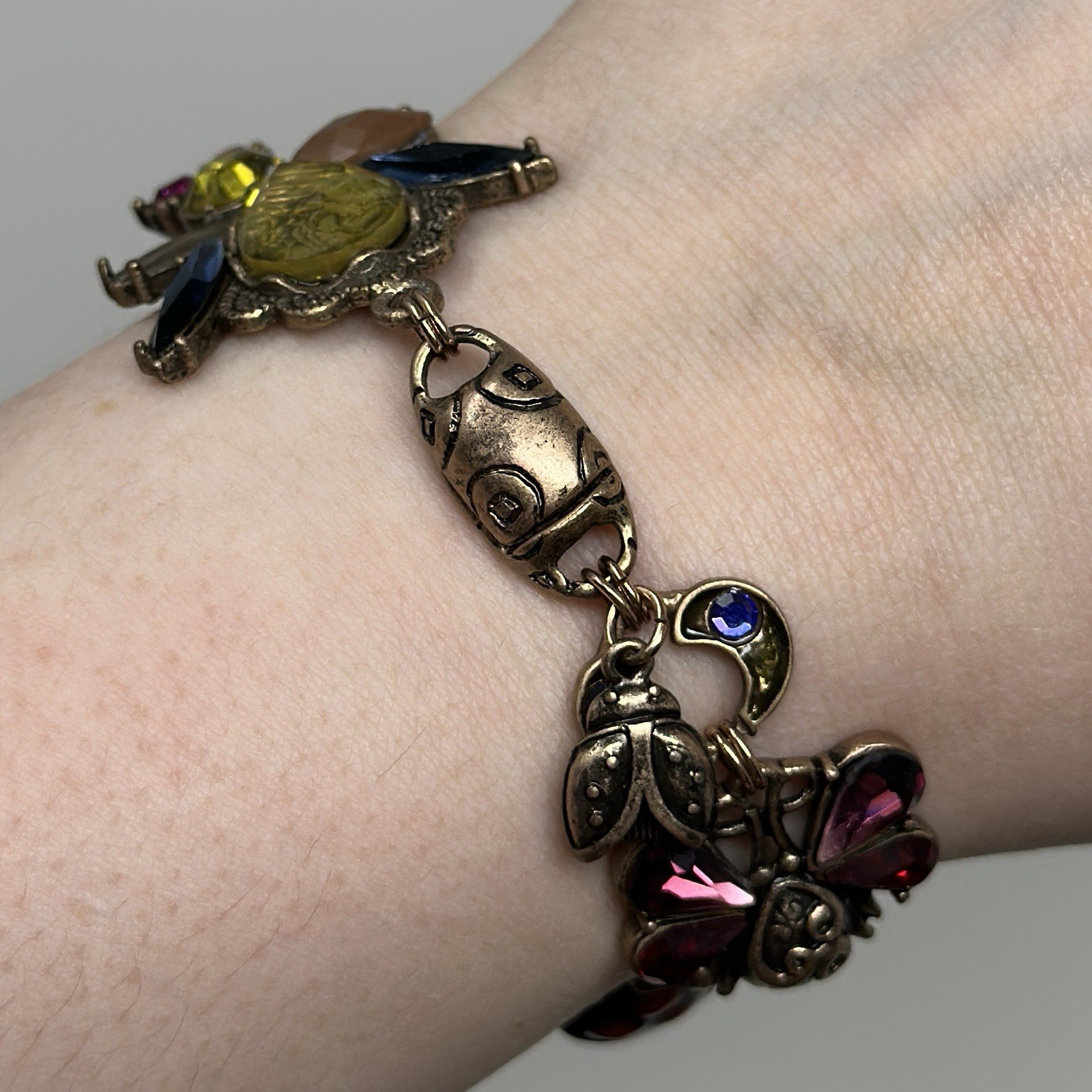 Vintage Chico’s Statement Bug Insect Colorful Ena… - image 6