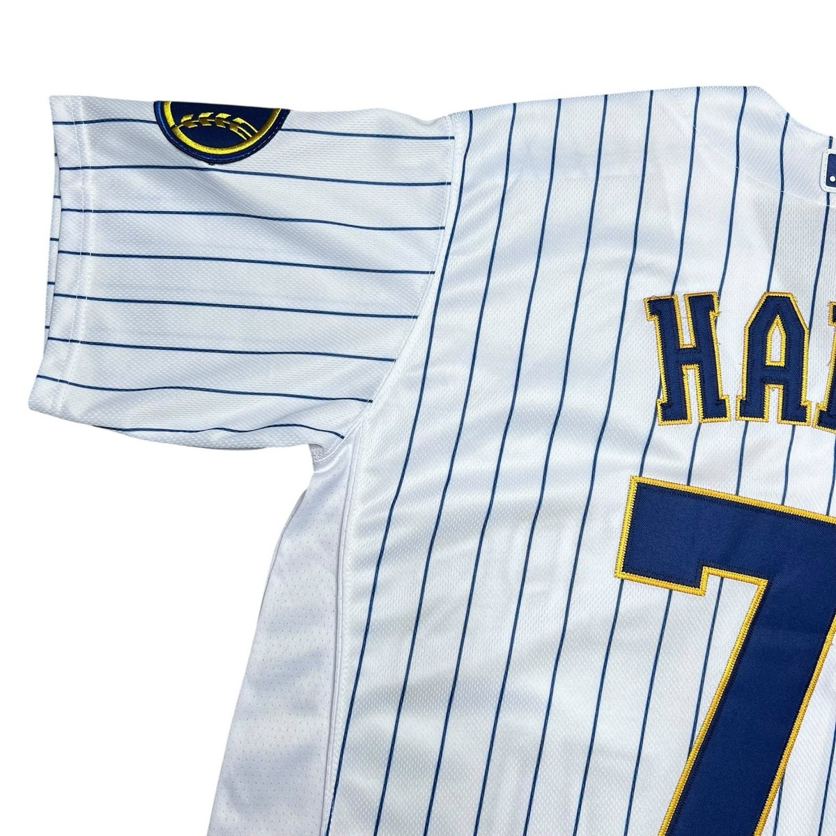 MLB Milwaukee Brewers Josh Hader 71 Nike Pinstripe Button Up