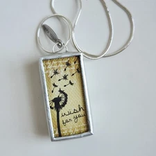 VTG Jewel Kade Wish for You Pendant – 2-Sided Dandelion Charm – 24" Snake Chain