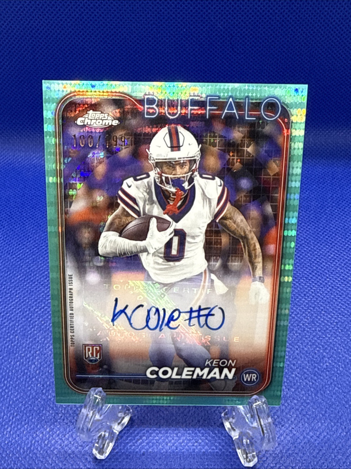 2024 Topps Chrome-Keon Coleman Aqua Rookie Variation RC Auto /199 Bills