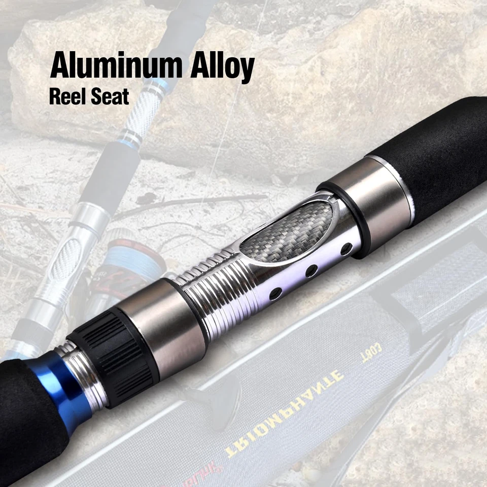 Caña giratoria de 3 piezas caña de pescar giratoria pesada caña de pescar portátil carbono S... Foto 3 de 4