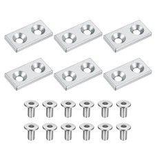 6Pcs 2040 EU Standard Aluminum Profile End Caps with Screws, Silver 40 x 20mm