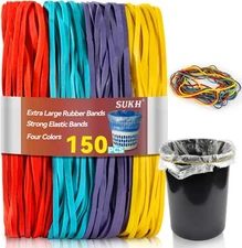 Sukh Large Rubber Bands -150PCS Extra Red Blue Purple Yellow 