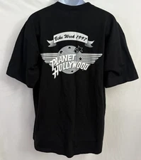 Vintage 90s Myrtle Beach Bike Week Planet Hollywood Black T-Shirt Men’s XL