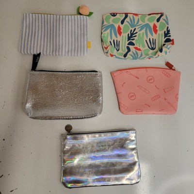 IPSY Lot Of 5 Zipper Make Up Cosmetic Bags Force Of Nature Peach