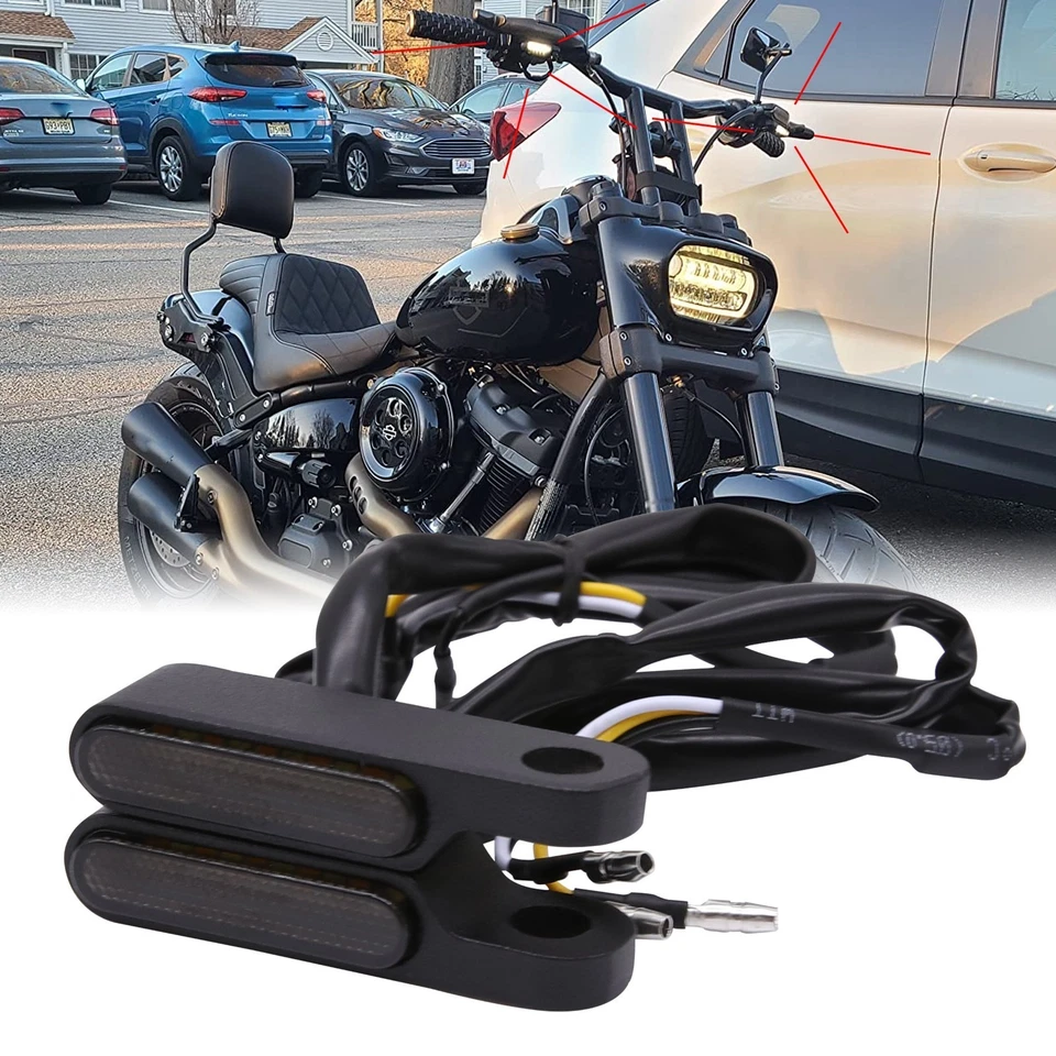 For-Harley Fat Bob /Sportster 883 1200 LED Turn Signal Blinker Running Lights US Foto 2 de 4